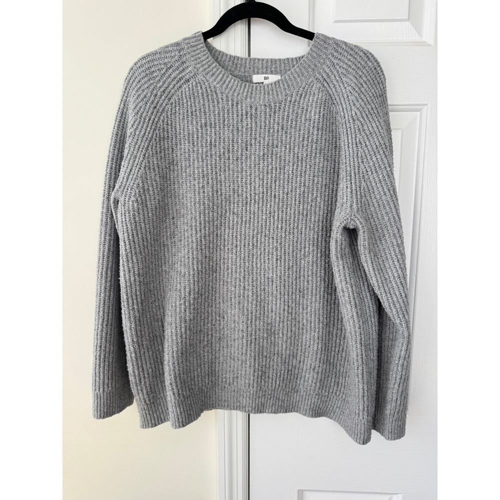 BP Womens Gray Ribbed Knit Sweater Long Sleeve Crew Neck Size Medium‎